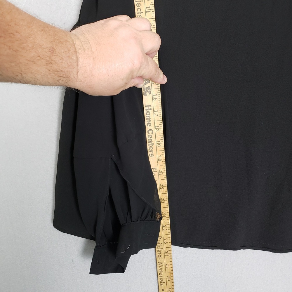Girl With Curves Lane Bryant Sz 16 Sheer Statement Sleeve Top Black Office Glam - Picture 5 of 9